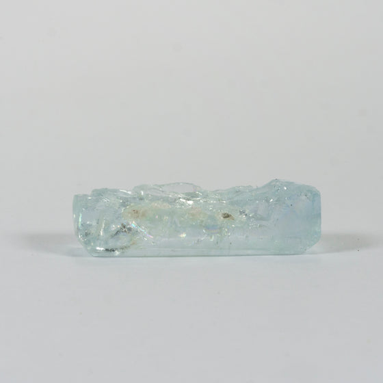 11.46ct Bespoke Rectangular Rough Cut Aquamarine, beautiful aquamarine gemstone in pale sea green, bespoke cutting, responsible sourcing in Mozambique