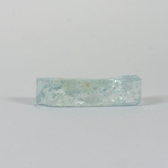 11.46ct Bespoke Rectangular Rough Cut Aquamarine, beautiful aquamarine gemstone in pale sea green, bespoke cutting, responsible sourcing in Mozambique