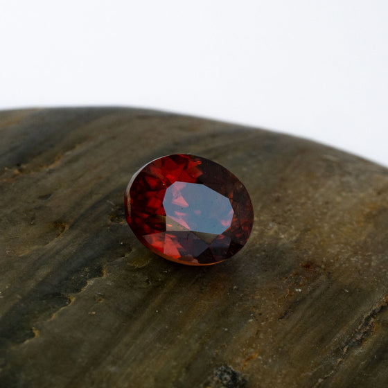 4.14ct Dark Orange Zircon Oval Cut