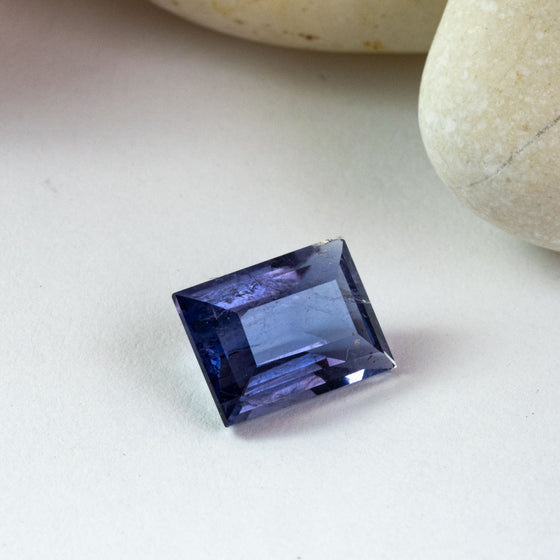 This beautiful violet iolite was faceted by one of the members of the women's lapidary collective