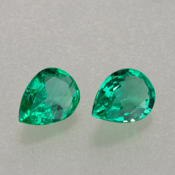 1.95ct Pear Cut Colombian Crystal Quality Emerald Pair