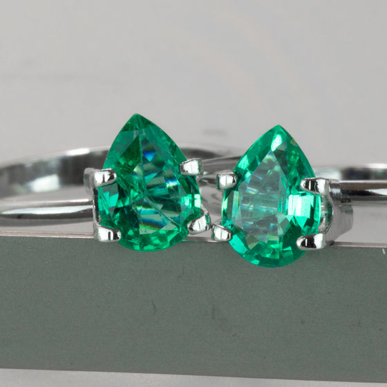 1.95ct Pear Cut Colombian Crystal Quality Emerald Pair