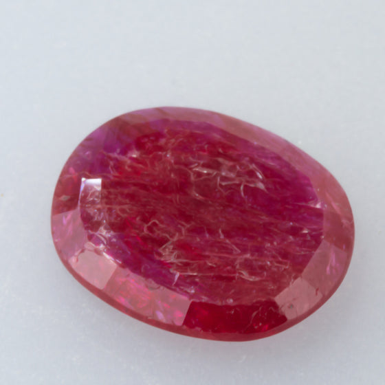 3.85ct Flat Oval Cut Ruby (with silk pattern), mozambique ruby, ruby is july birthstone