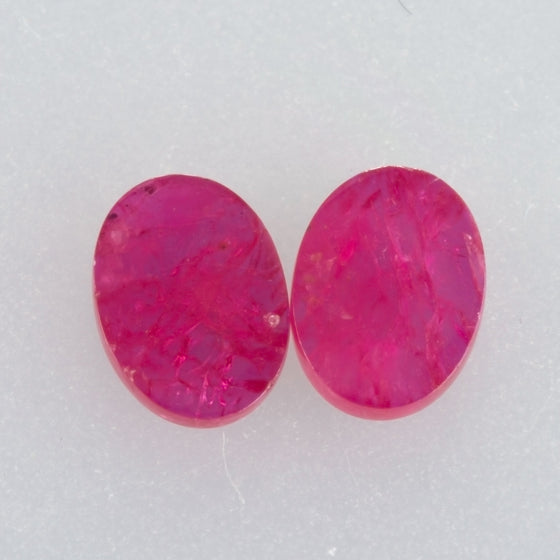 2.31ct 8x6mm Oval Shape Flat Cut Ruby Pair, mozambique ruby, july birthstone