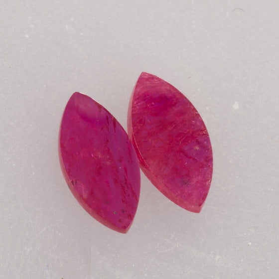 1.97ct 10x5mm Marquise Shape Flat Cut Ruby Pair, mozambique ruby, ruby is july birthstone