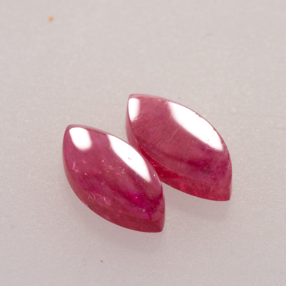 1.97ct 10x5mm Marquise Shape Flat Cut Ruby Pair, mozambique ruby, ruby is july birthstone