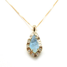  Aquamarine Shard and Diamond Pendant in 10k Gold