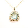 Aquamarine Shard and Diamond Pendant in 10k Gold