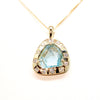 Aquamarine Shard and Diamond Pendant in 10k Gold