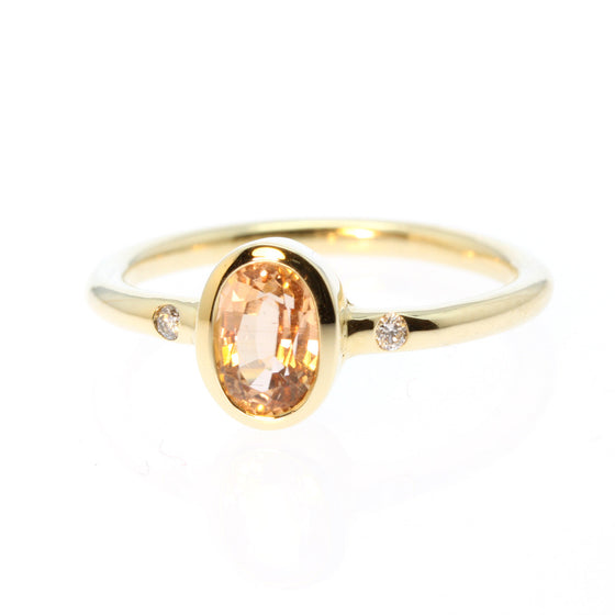 Light Orange Tourmaline and Diamond Ring