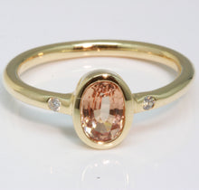  Light Orange Tourmaline and Diamond Ring