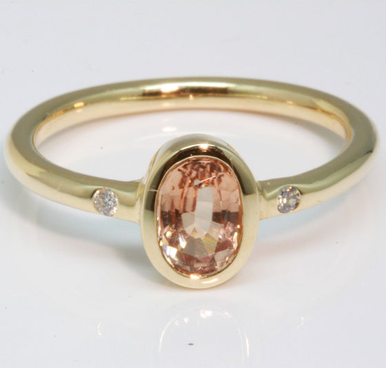 Light Orange Tourmaline and Diamond Ring