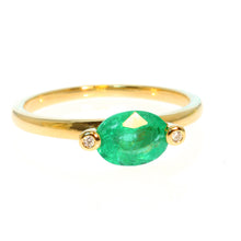  Oval Cut Emerald and Diamond 14k Gold Ring