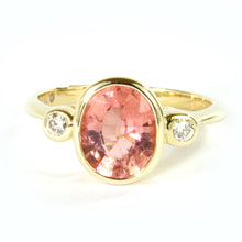  9x7 Oval Tourmaline and Diamond 10k Gold Ring 