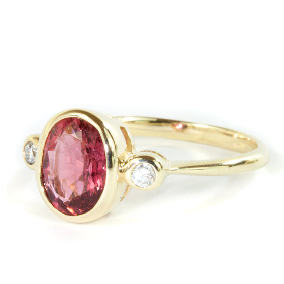 9x7 Oval Tourmaline and Diamond 10k Gold Ring 