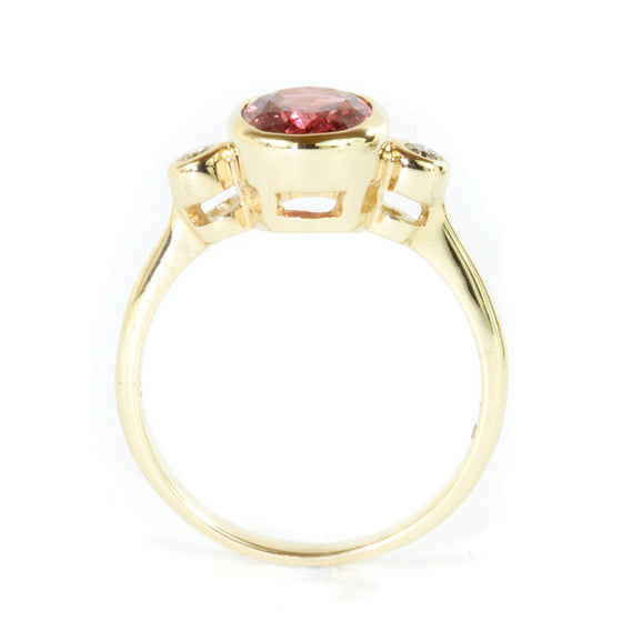 9x7 Oval Tourmaline and Diamond 10k Gold Ring 