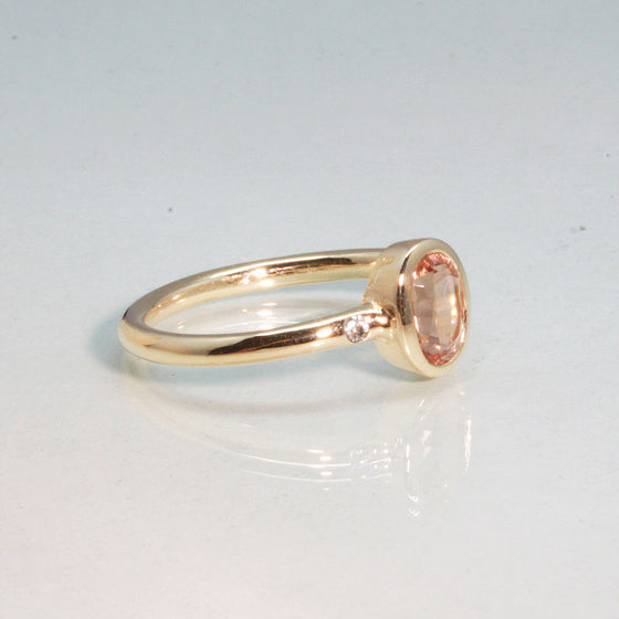 Light Orange Tourmaline and Diamond Ring