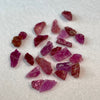 These parcels of ruby are totally natural and unheated. The pieces show a variety of tones of red purplish red and reddish pink colour, they are also quite flat allowing more light to pass through for better colour and making them face up larger than their weight would assume. Material is from Mozambique.
