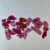 These parcels of ruby are totally natural and unheated. The pieces show a variety of tones of red purplish red and reddish pink colour, they are also quite flat allowing more light to pass through for better colour and making them face up larger than their weight would assume. Material is from Mozambique.